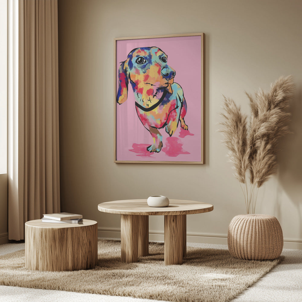 Perro salchicha multicolor  ·  cuadro de decoración