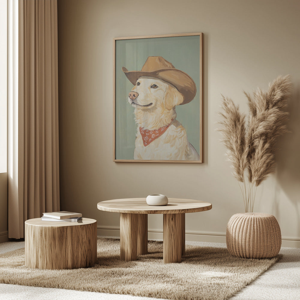 Vaquero Golden Retriever  ·  cuadro de decoración
