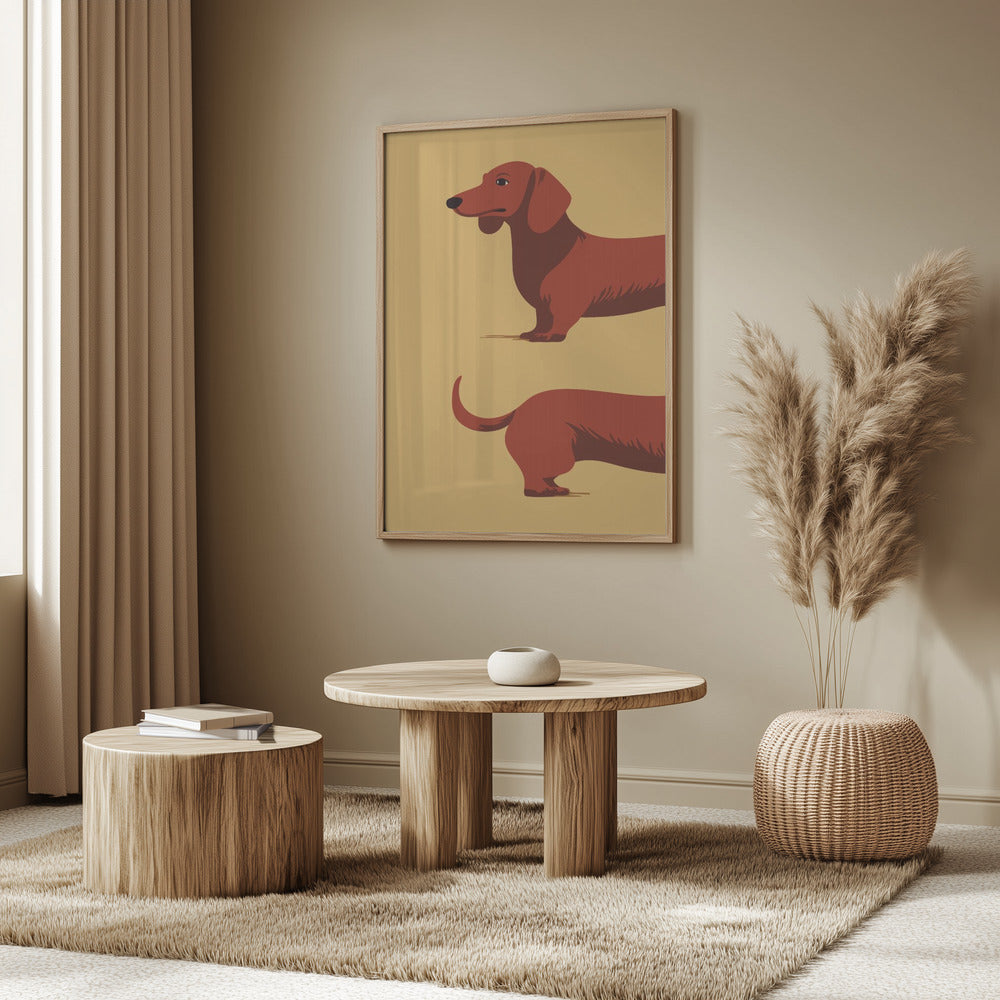 Un perro salchicha en dos mitades  ·  cuadro de decoración