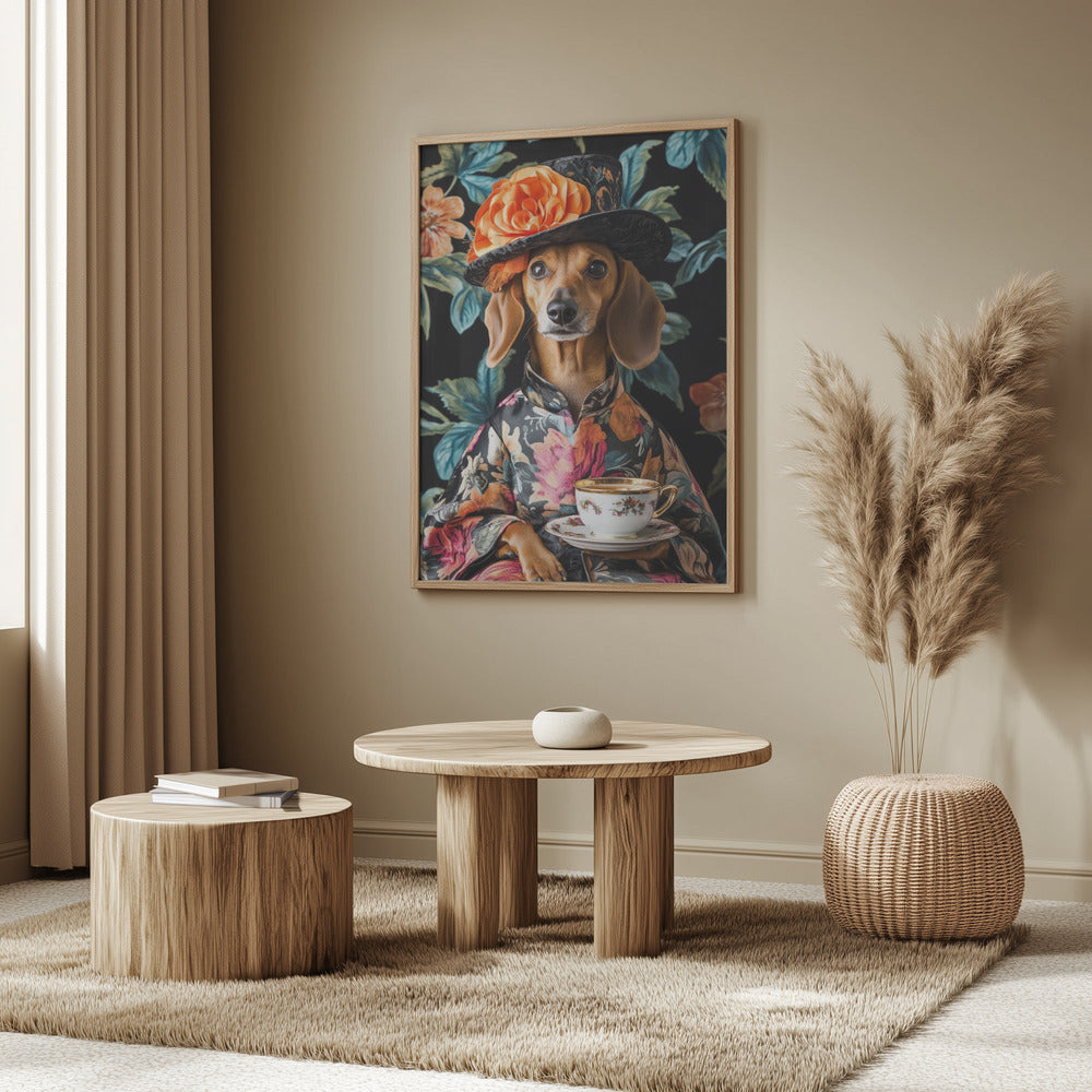 Teckel para la hora del té  ·  cuadro de decoración