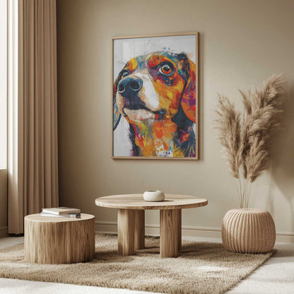 Perro salchicha abstracto colorido  ·  cuadro de decoración