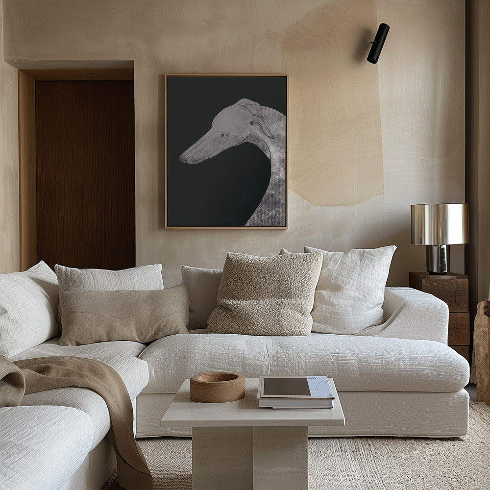 Perro galgo blanco y negro 02  ·  cuadro de decoración