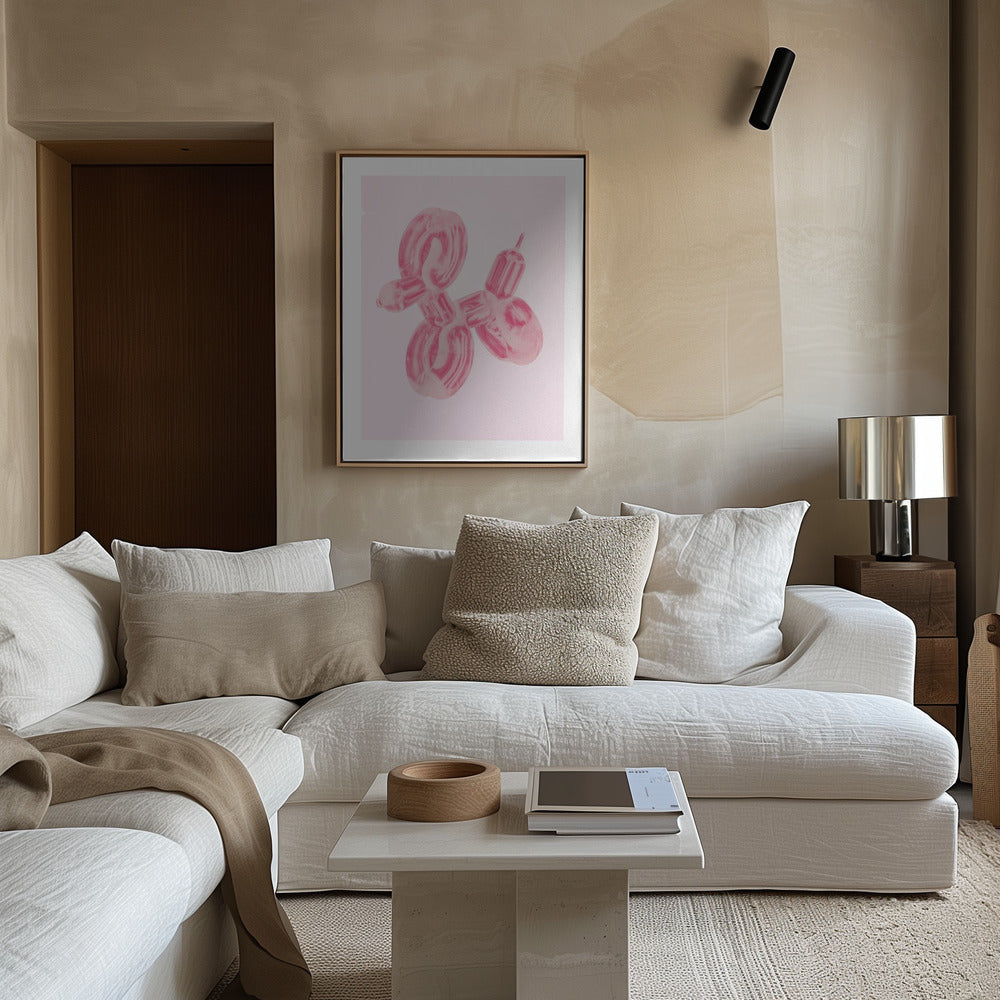 Perro globo rosa  ·  cuadro de decoración