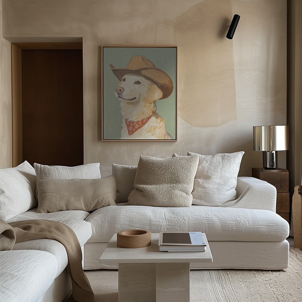 Vaquero Golden Retriever  ·  cuadro de decoración