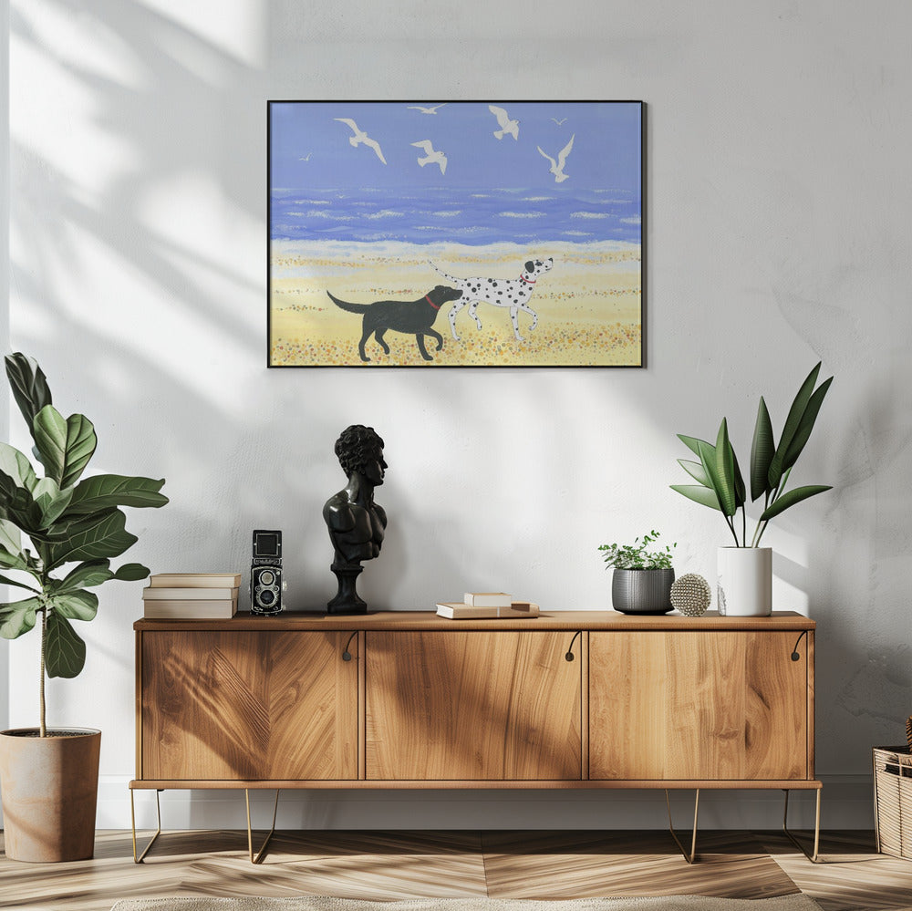 Un paseo por la playa con perros  ·  cuadro de decoración