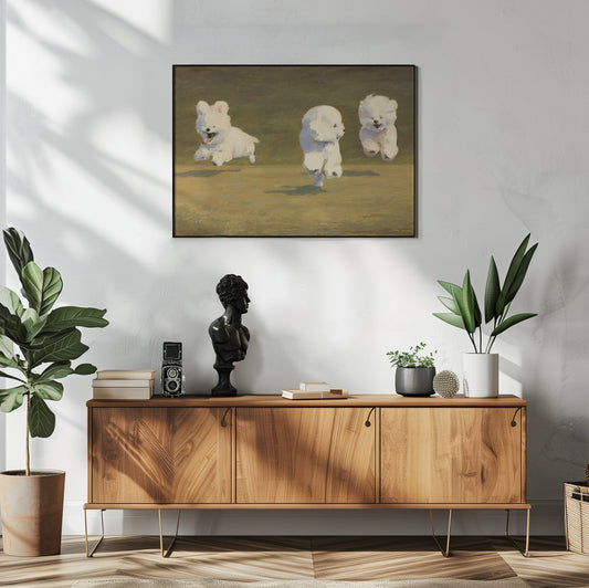 Tres perros corriendo  ·  cuadro de decoración