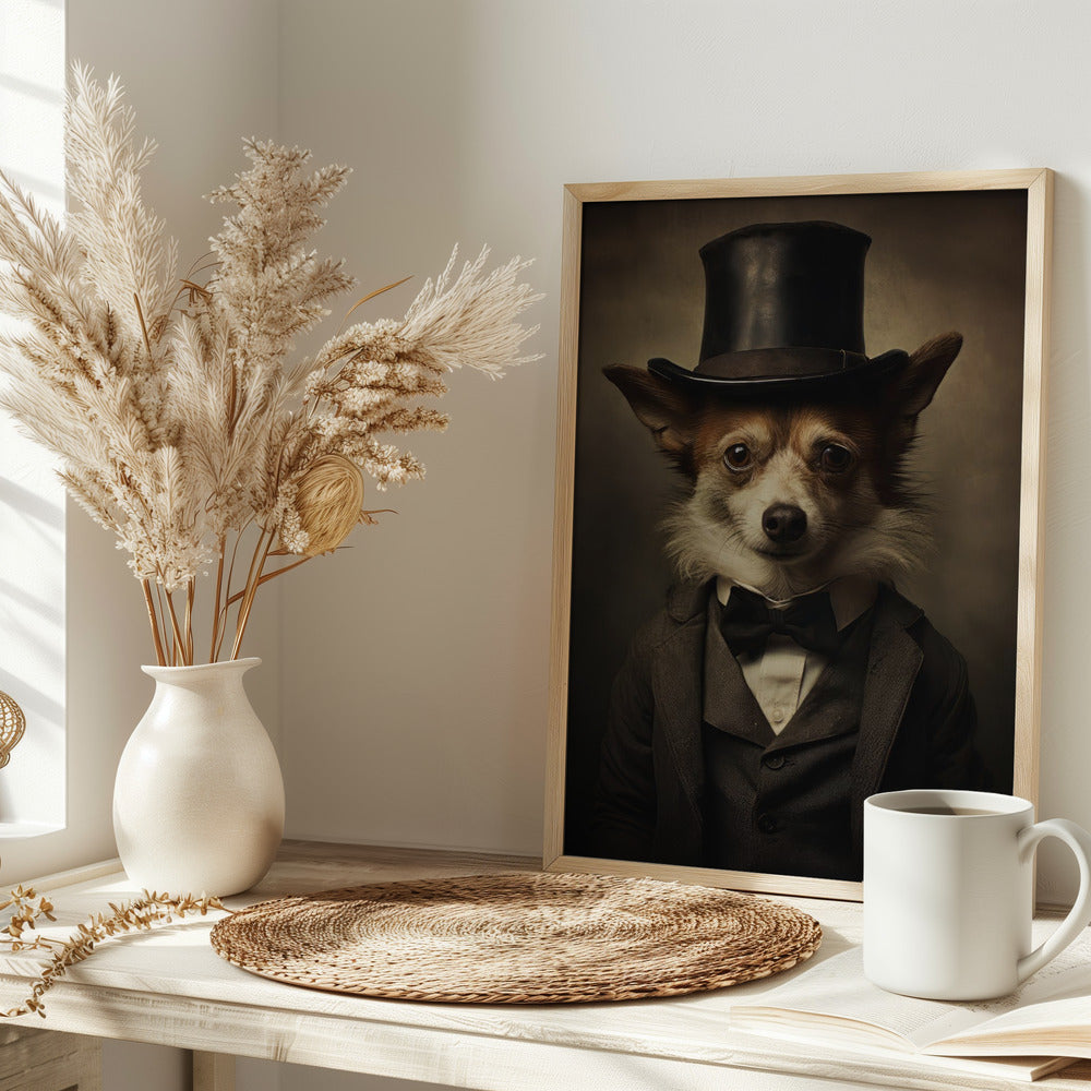 Perro con traje victoriano  ·  cuadro de decoración