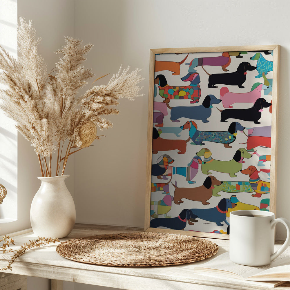 Teckels multicolores  ·  cuadro de decoración