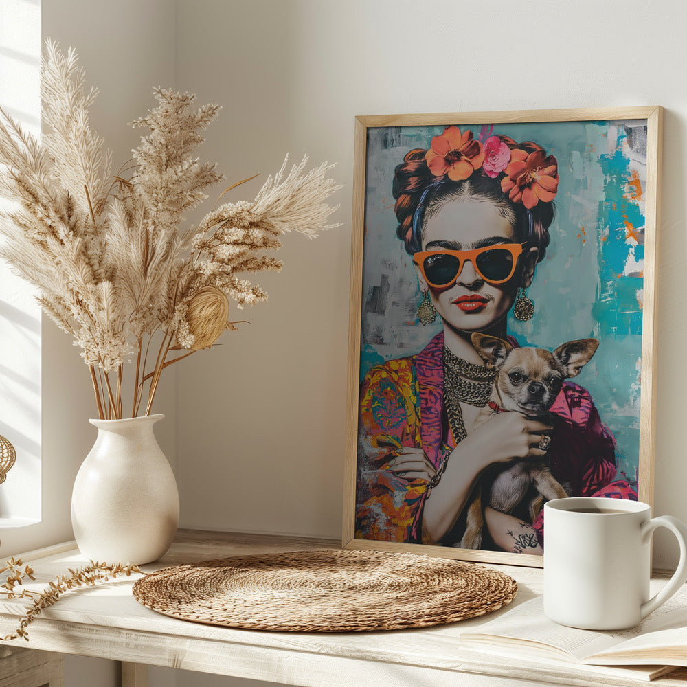 Frida Chihuahua  ·  cuadro de decoración