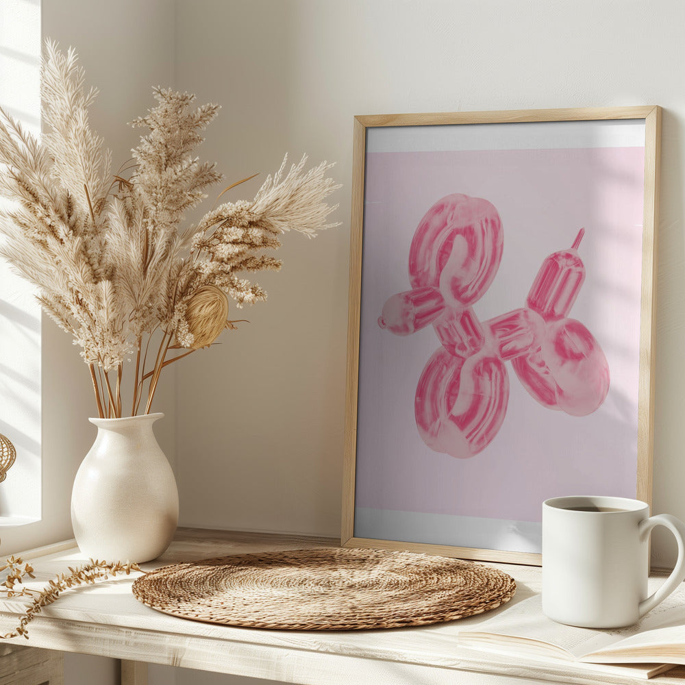 Perro globo rosa  ·  cuadro de decoración