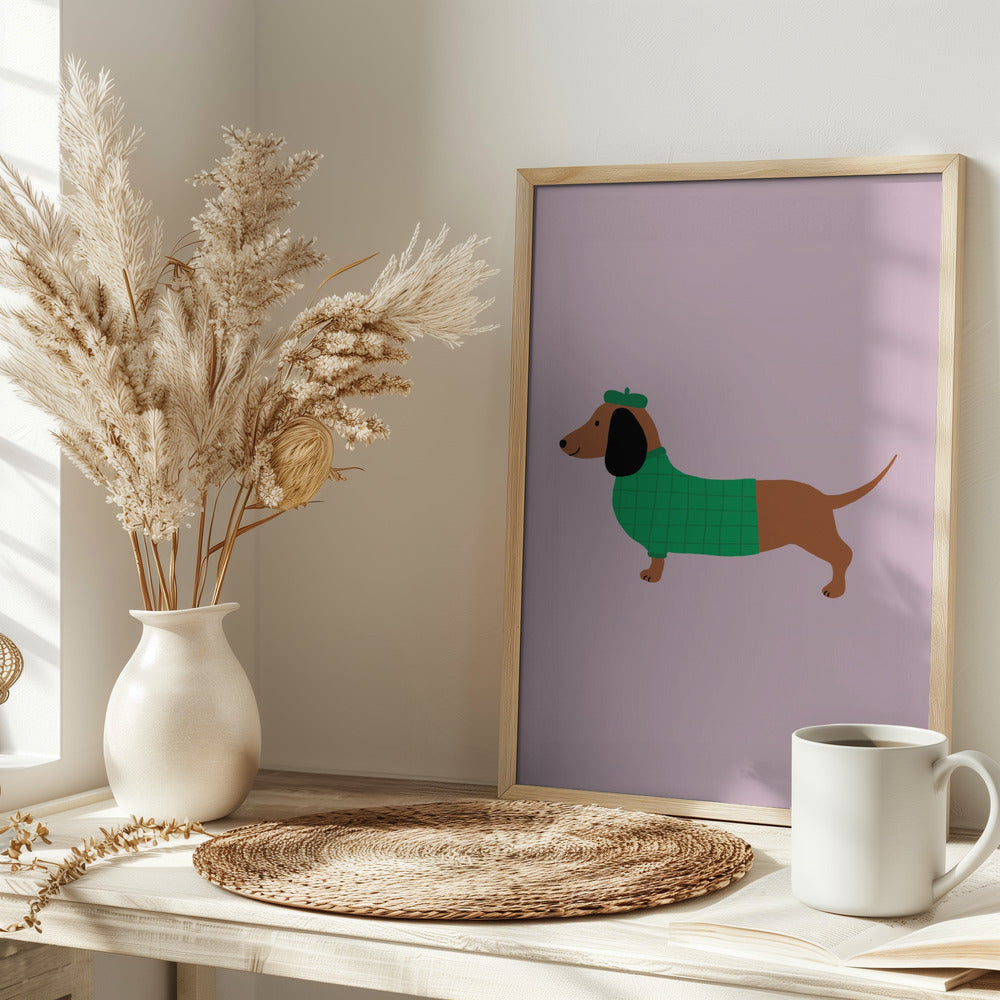 Teckel en verde  ·  cuadro de decoración