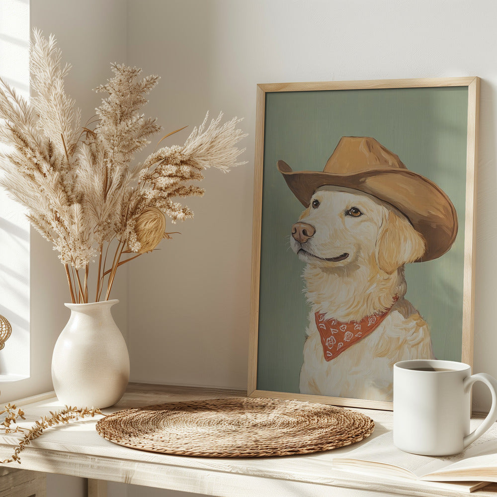 Vaquero Golden Retriever  ·  cuadro de decoración