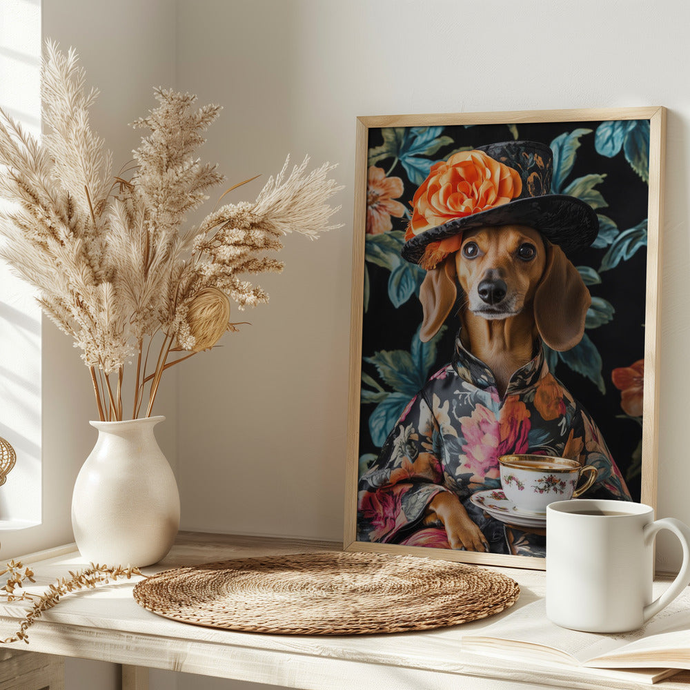 Teckel para la hora del té  ·  cuadro de decoración