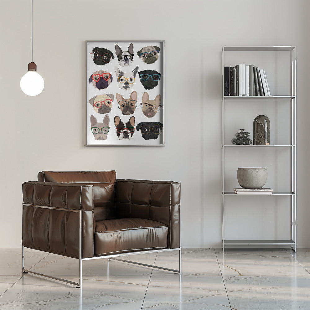 Pugs con gafas  ·  cuadro de decoración