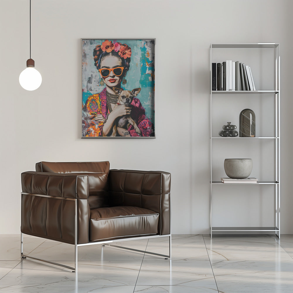 Frida Chihuahua  ·  cuadro de decoración