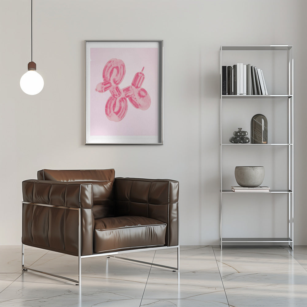 Perro globo rosa  ·  cuadro de decoración