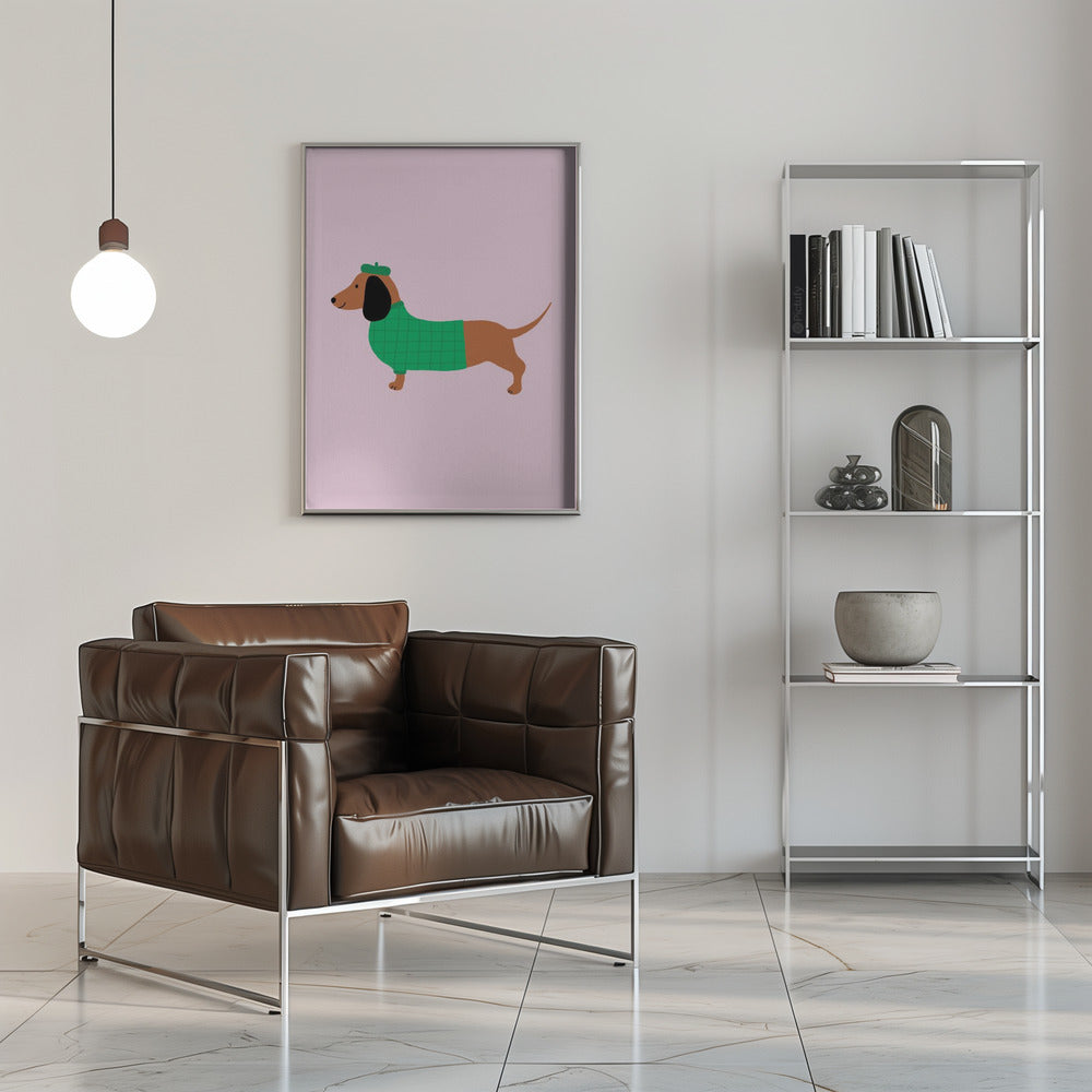 Teckel en verde  ·  cuadro de decoración