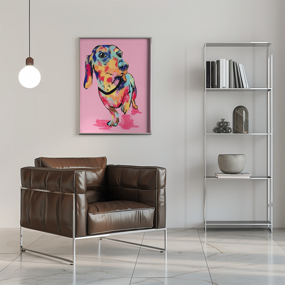 Perro salchicha multicolor  ·  cuadro de decoración
