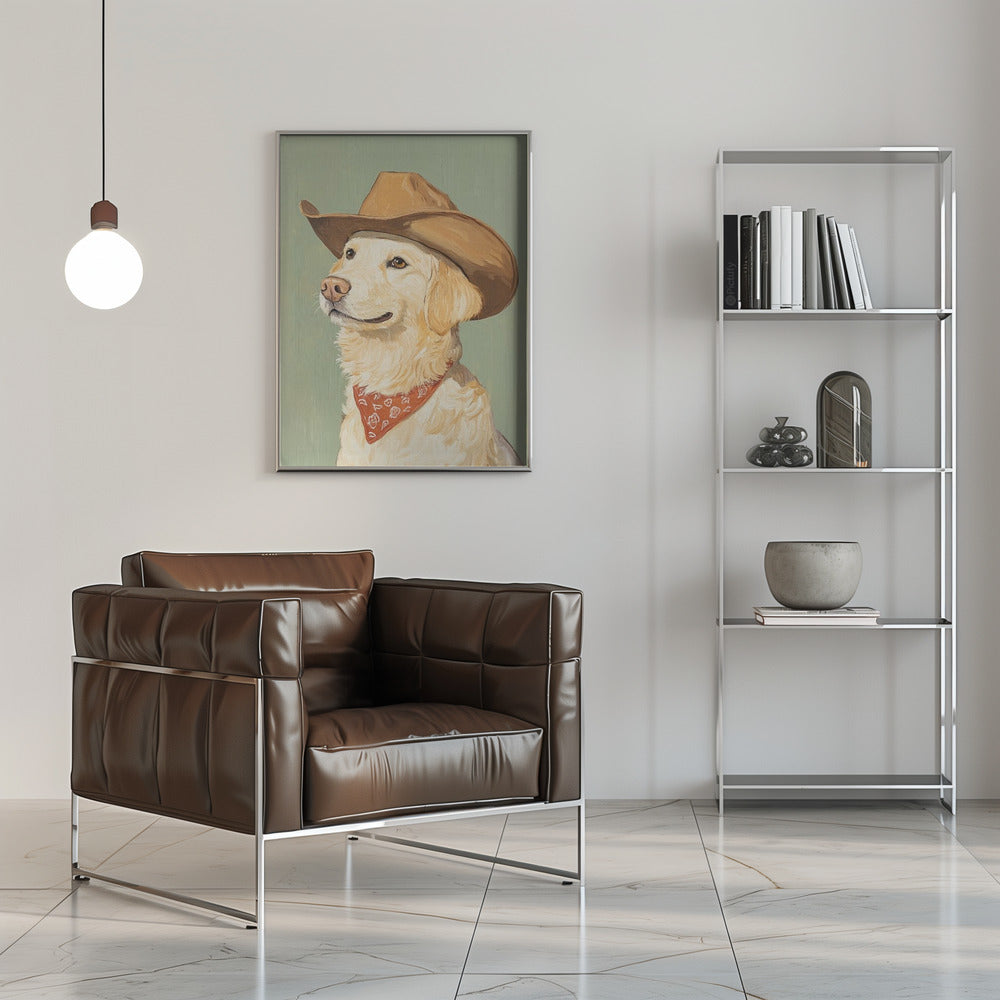Vaquero Golden Retriever  ·  cuadro de decoración