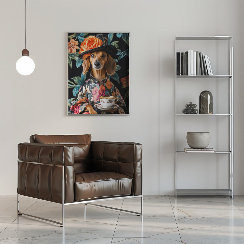 Teckel para la hora del té  ·  cuadro de decoración