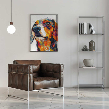 Perro salchicha abstracto colorido  ·  cuadro de decoración