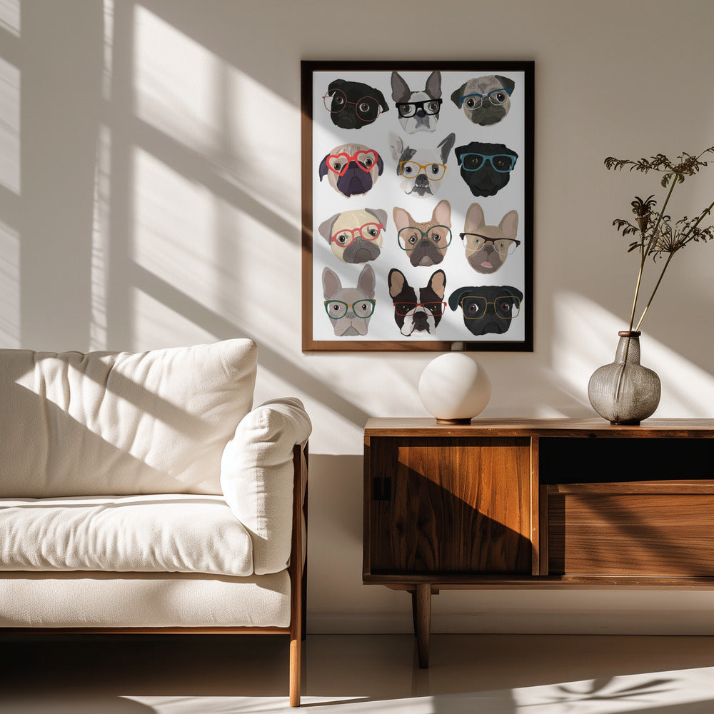Pugs con gafas  ·  cuadro de decoración