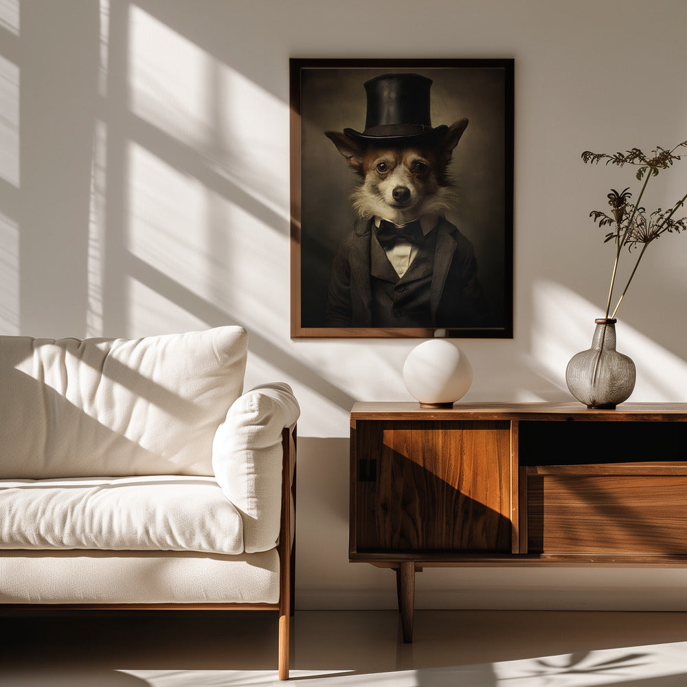 Perro con traje victoriano  ·  cuadro de decoración