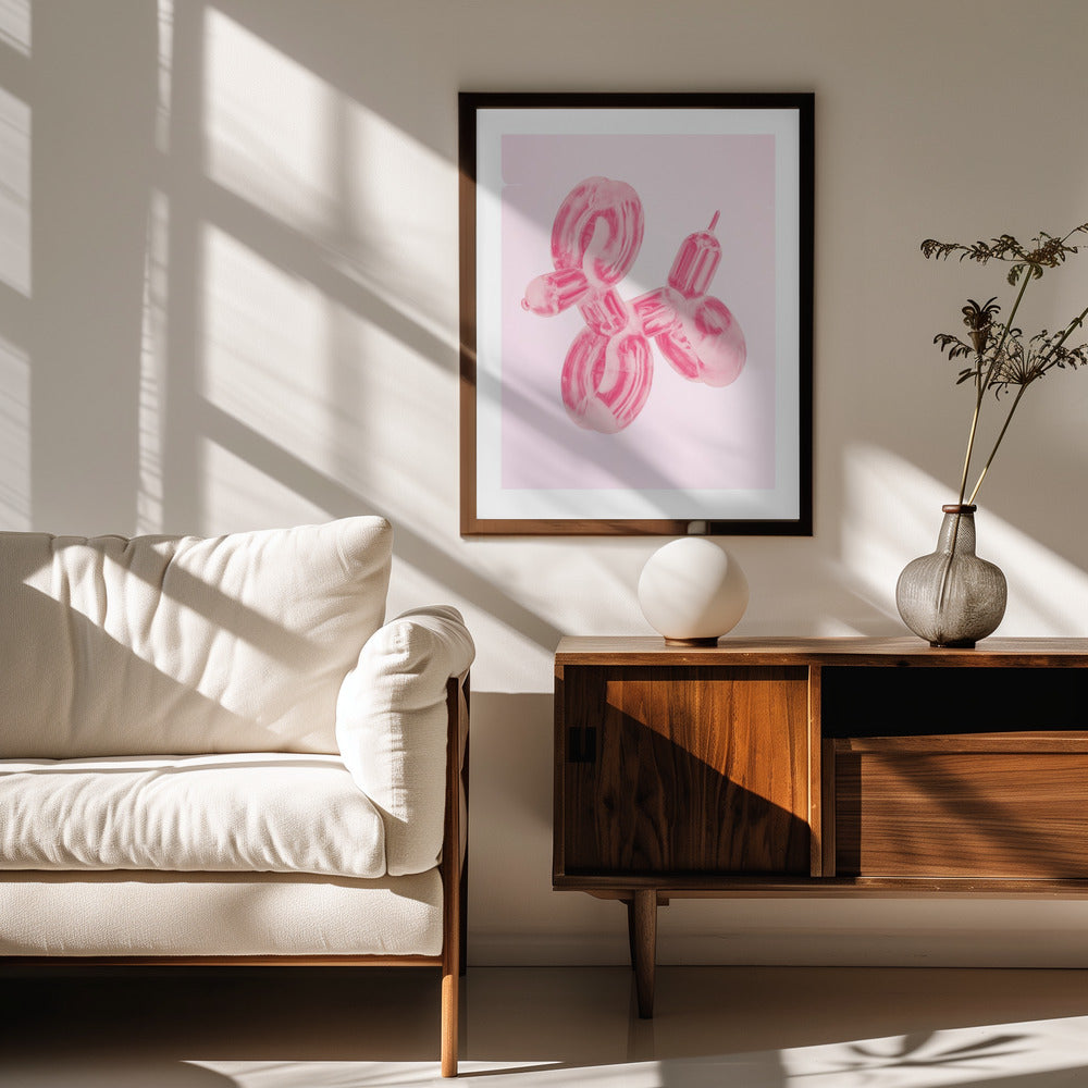 Perro globo rosa  ·  cuadro de decoración