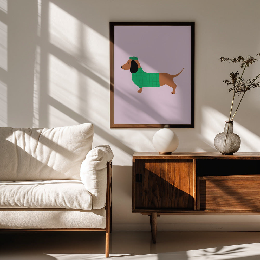Teckel en verde  ·  cuadro de decoración