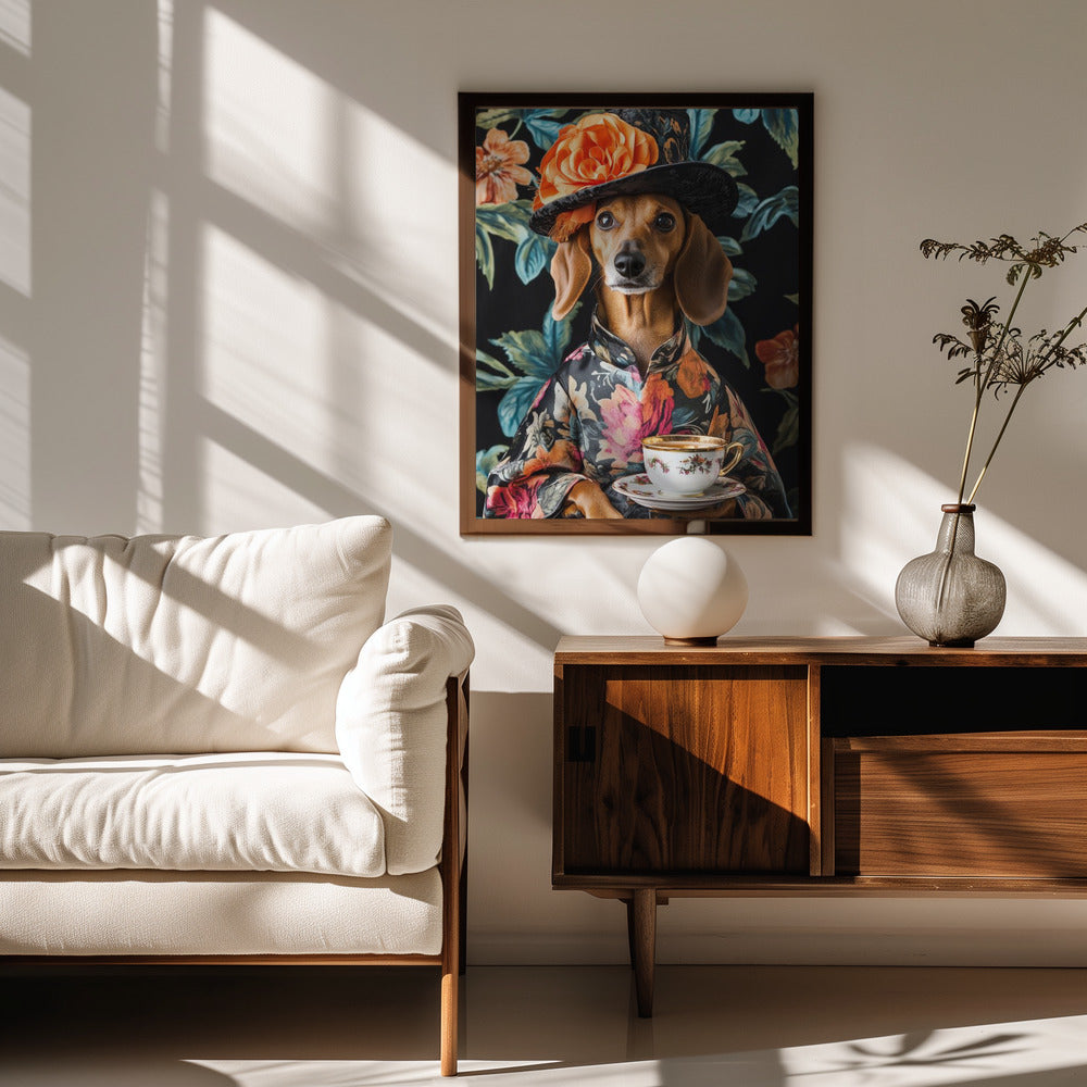 Teckel para la hora del té  ·  cuadro de decoración