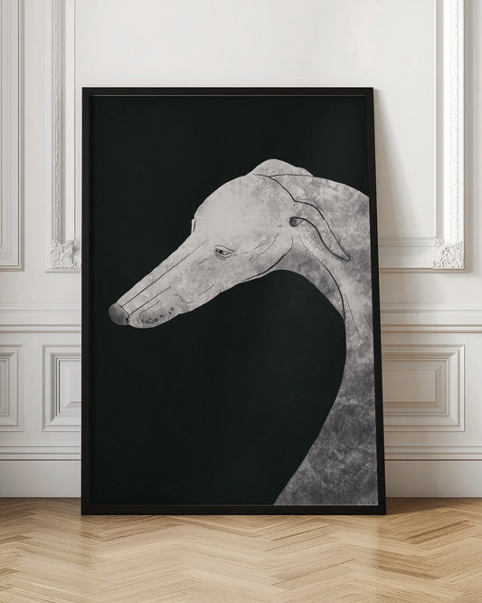 Perro galgo blanco y negro 02  ·  cuadro de decoración