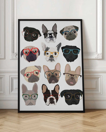 Pugs con gafas  ·  cuadro de decoración