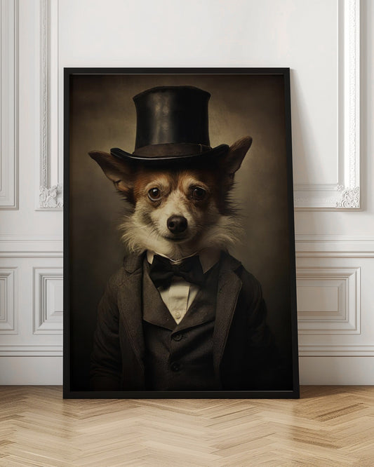 Perro con traje victoriano  ·  cuadro de decoración