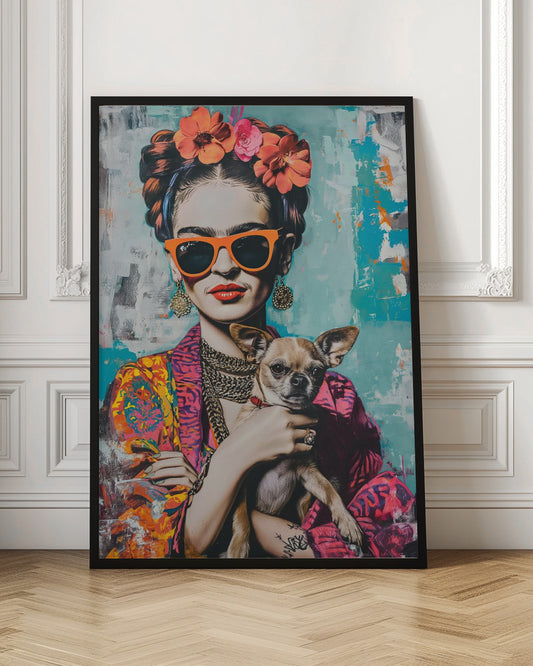 Frida Chihuahua  ·  cuadro de decoración