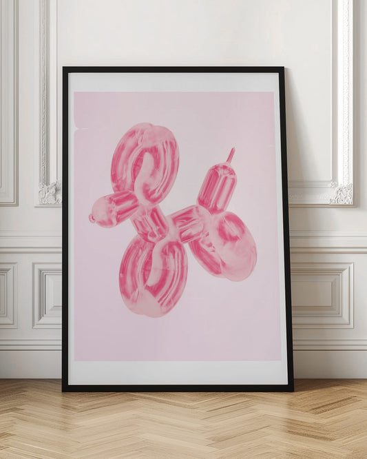 Perro globo rosa  ·  cuadro de decoración