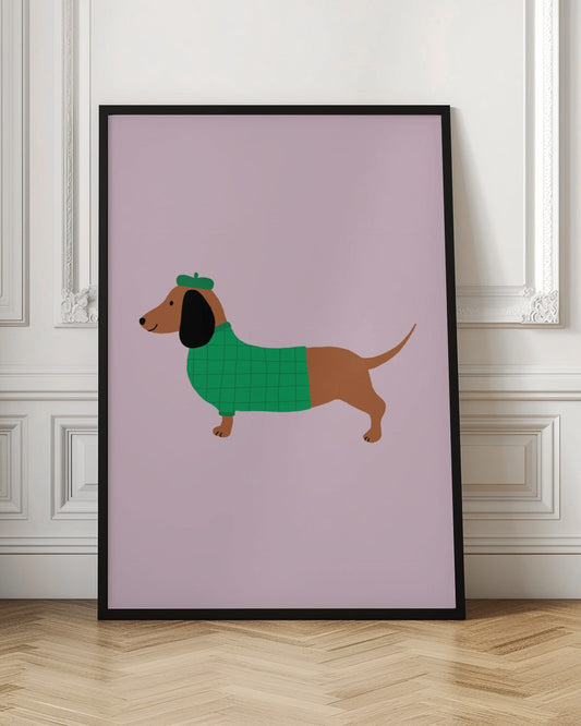Teckel en verde  ·  cuadro de decoración