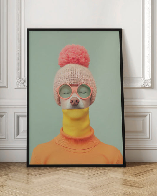 Retrato surrealista de perro humano 1  ·  cuadro de decoración