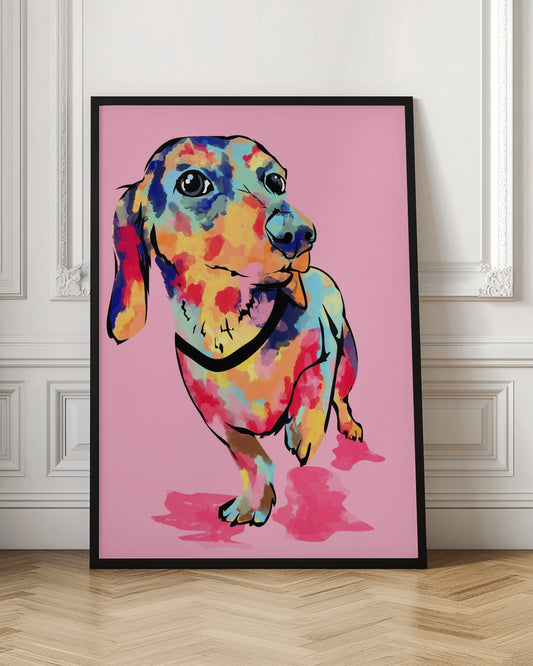 Perro salchicha multicolor  ·  cuadro de decoración