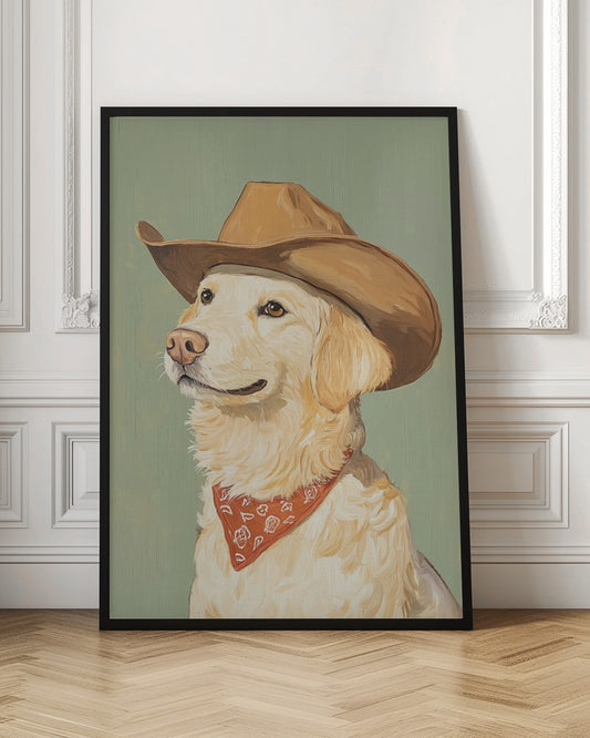Vaquero Golden Retriever  ·  cuadro de decoración