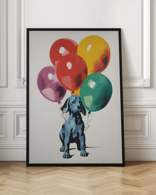 Perro con globos 2  ·  cuadro de decoración