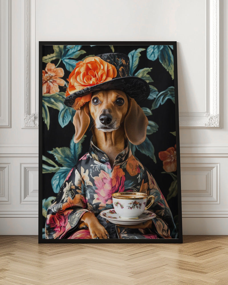Teckel para la hora del té  ·  cuadro de decoración