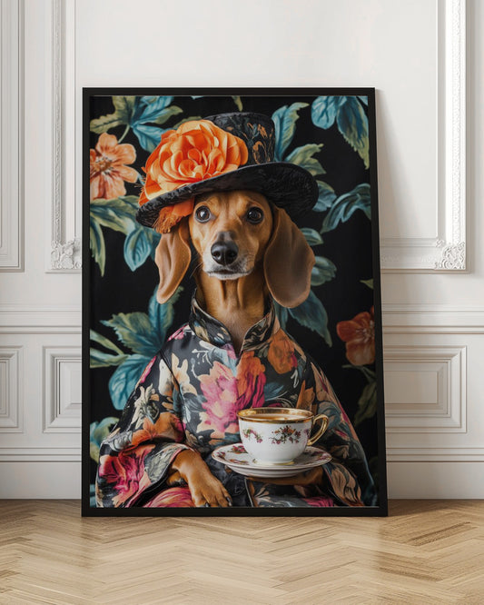 Teckel para la hora del té  ·  cuadro de decoración