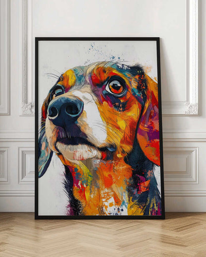 Perro salchicha abstracto colorido  ·  cuadro de decoración