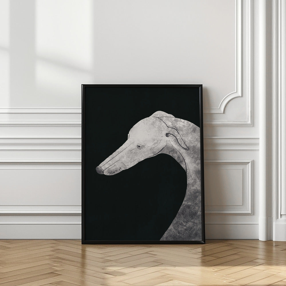 Perro galgo blanco y negro 02  ·  cuadro de decoración