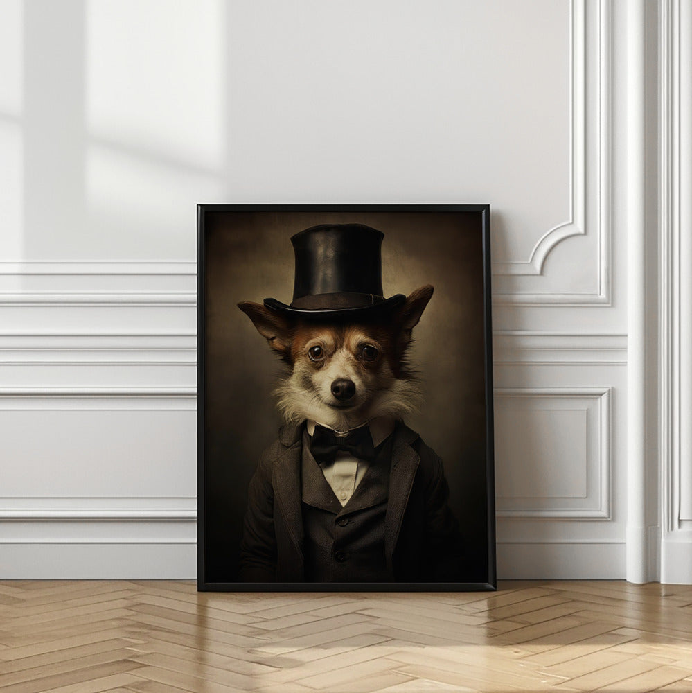 Perro con traje victoriano  ·  cuadro de decoración