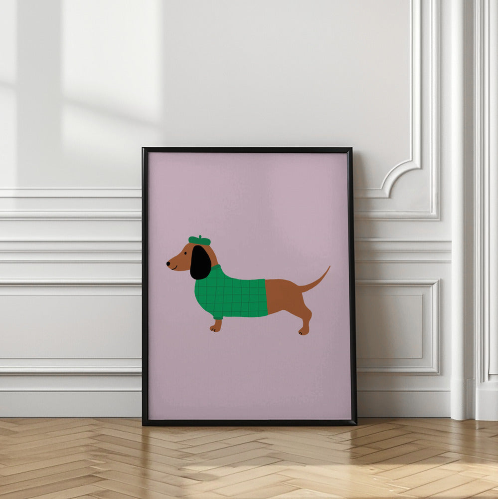 Teckel en verde  ·  cuadro de decoración
