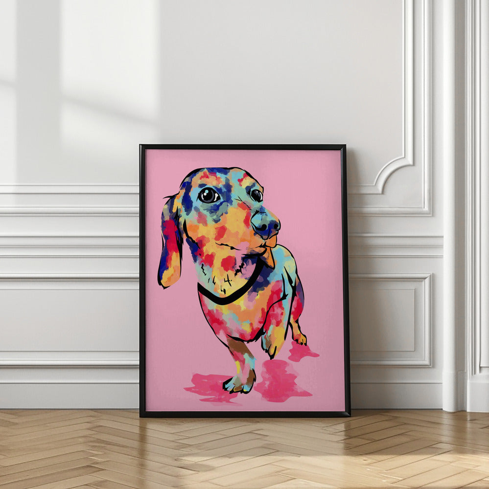 Perro salchicha multicolor  ·  cuadro de decoración