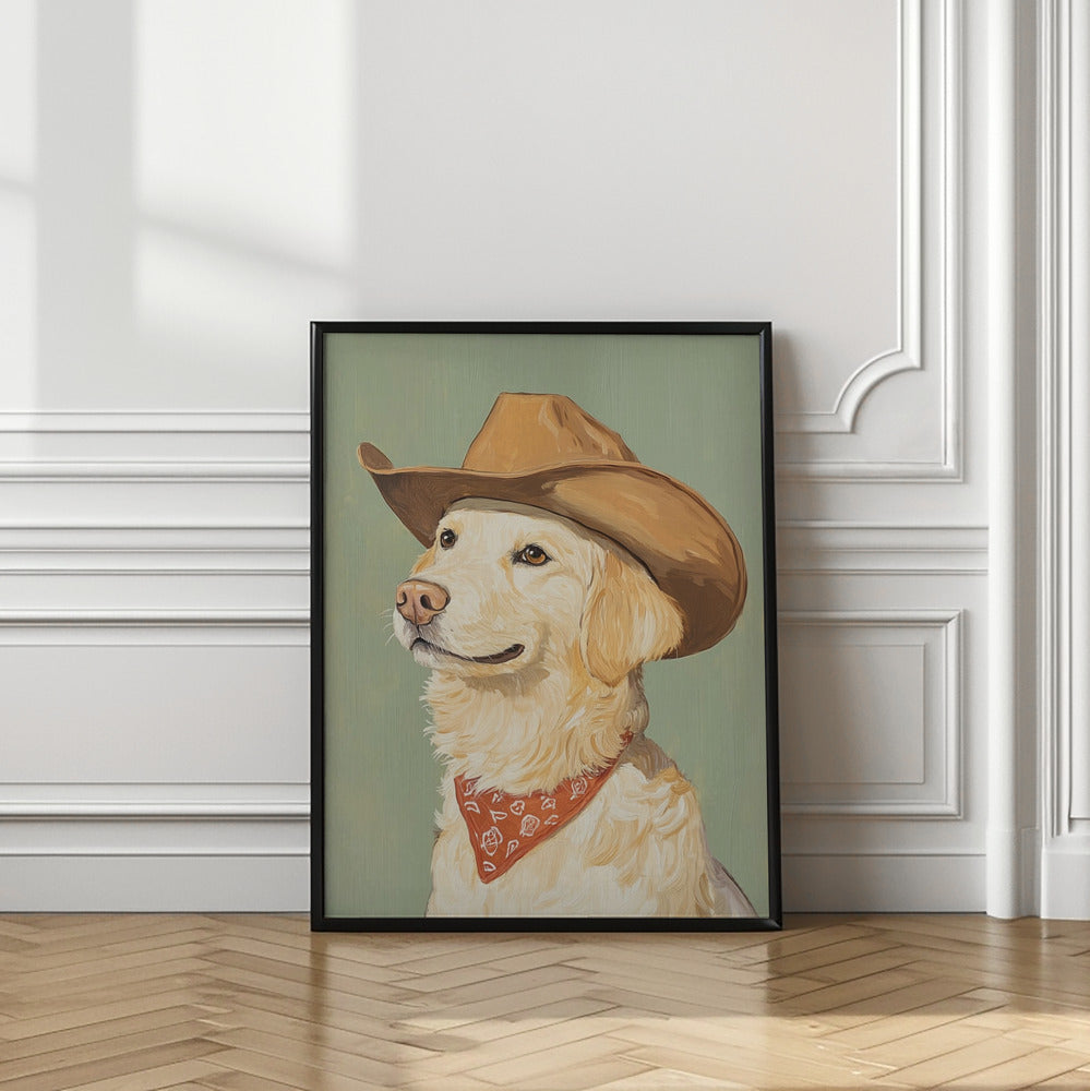 Vaquero Golden Retriever  ·  cuadro de decoración
