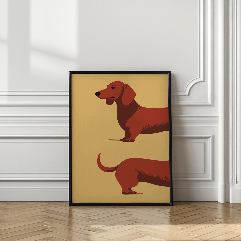 Un perro salchicha en dos mitades  ·  cuadro de decoración