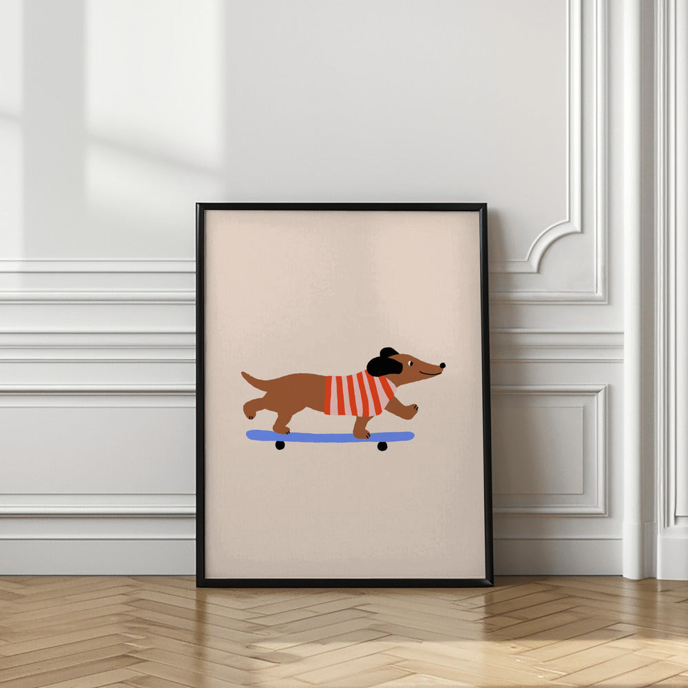 Dachshund en patineta ·  cuadro de decoración